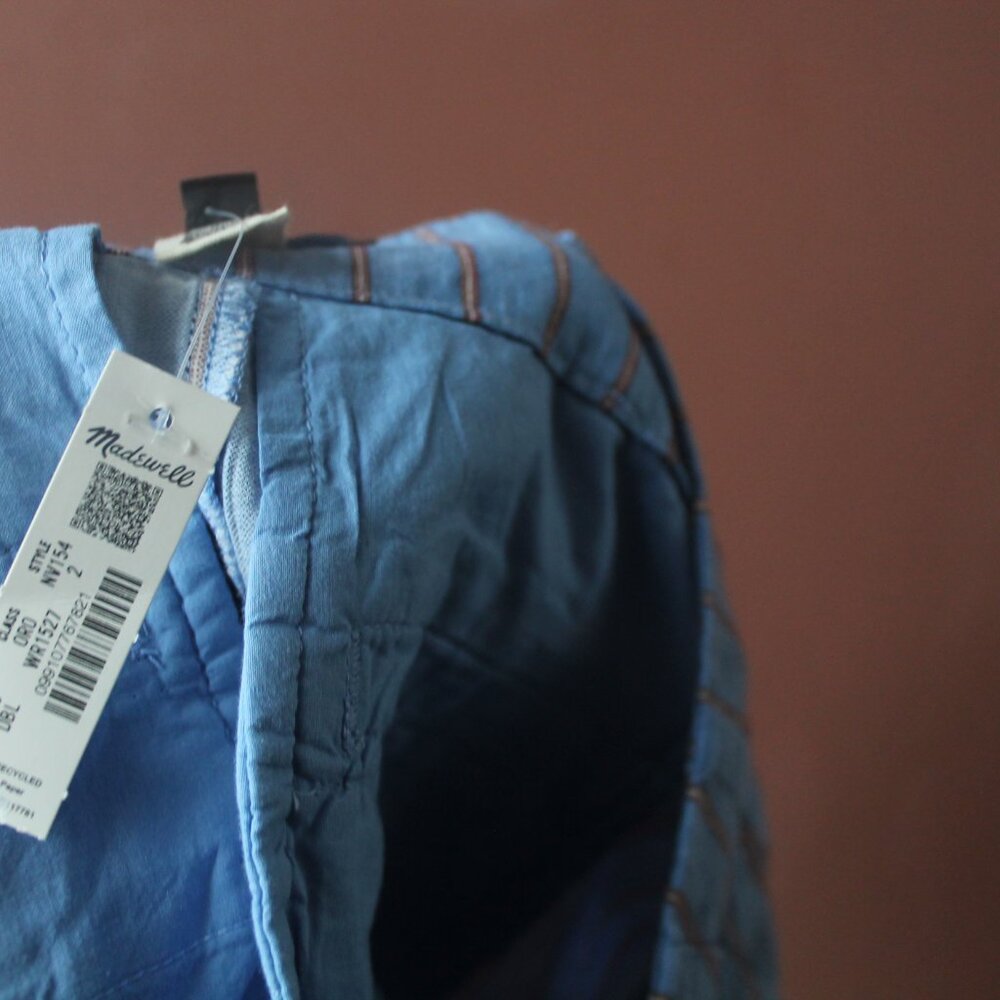 NWT Madewell Linen Blend Striped Pintuck Shorts Blue size 2 - Picture 4 of 4